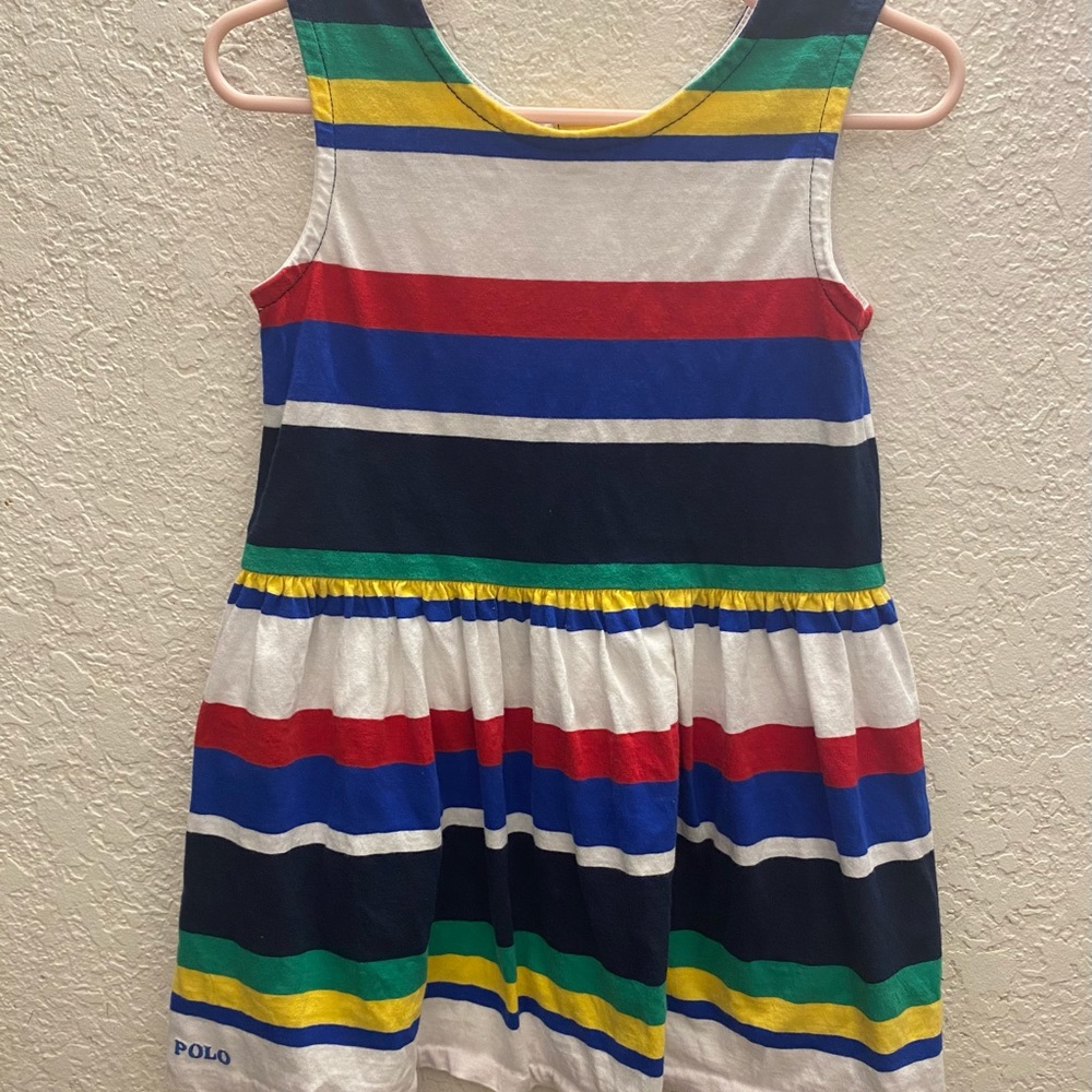 Ralph Lauren Polo little Girls Stripe Cotton Jersey Dress - Picture 2 of 4